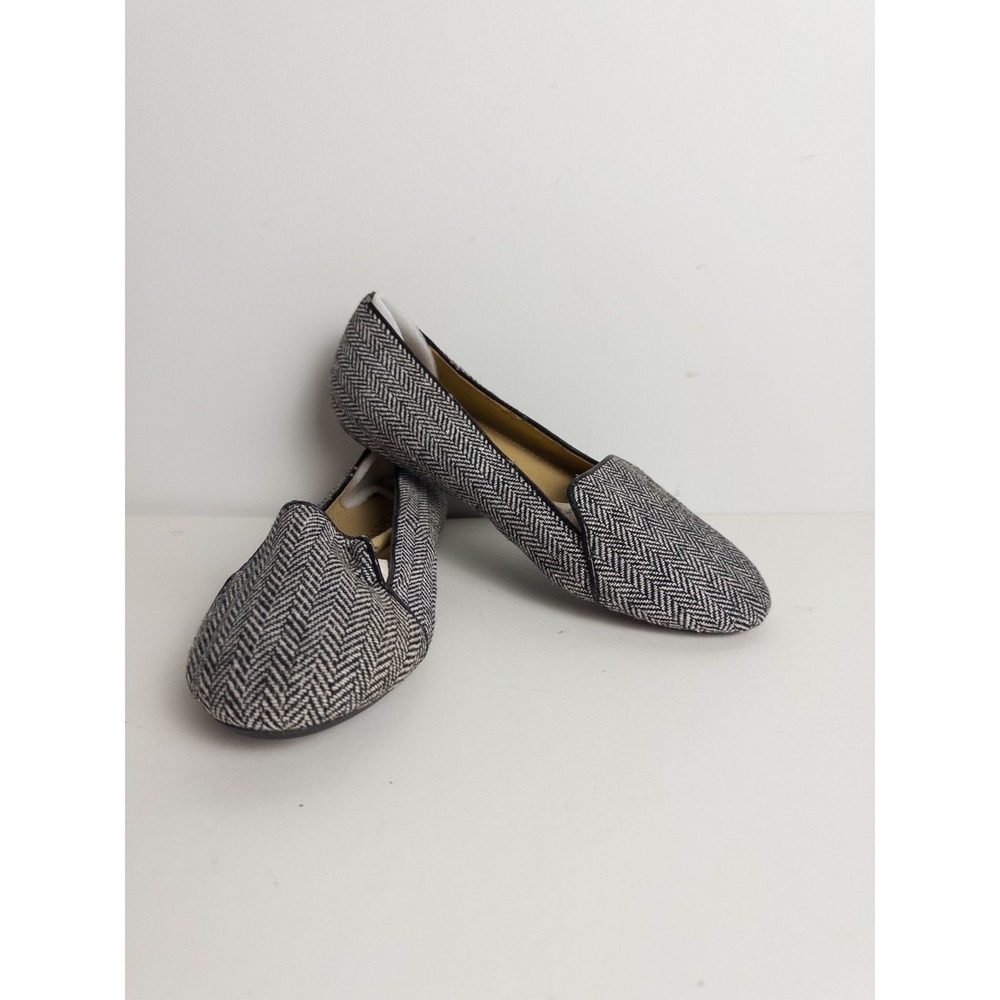 Talbots Herringbone Black and White Slip On Loafers Womens 7 Flat